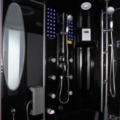 Maya Bath Siena & Siena-L Steam Showers – Corner Whirlpool Spa with TV, Fridge, and Full-Body Massage Jets