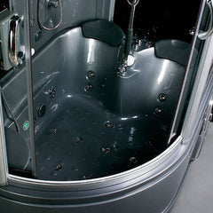 Maya Bath Siena & Siena-L Steam Showers – Corner Whirlpool Spa with TV, Fridge, and Full-Body Massage Jets