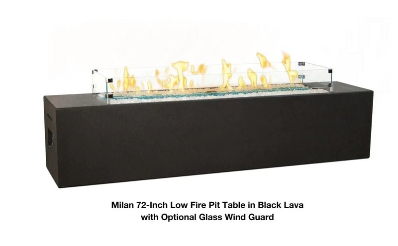 American Fyre Designs 72-Inch Milan Low Linear Gas Fire Pit Table Modern Design Outdoor