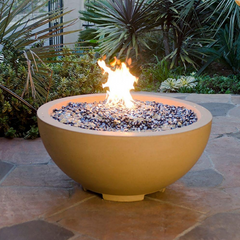 American Fyre Designs 48-Inch Round Concrete Gas Fire Bowl Durable Design Outdoor 731-WA-11-M6NC