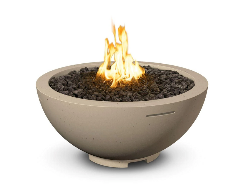 American Fyre Designs 32-Inch Round Concrete Gas Fire Bowl Durable Design Outdoor 733-WA-11-M6NC