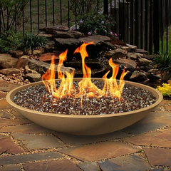 American Fyre Designs 48-Inch Marseille Round Concrete Gas Fire Bowl Durable Design Outdoor