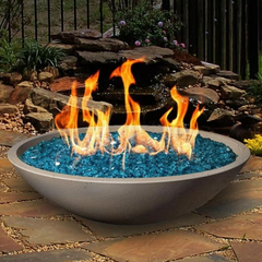 American Fyre Designs 24-Inch Marseille Round Concrete Gas Fire Bowl Durable Design Outdoor 755-WA-11-M2NC