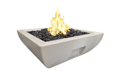 American Fyre Designs 36-Inch Bordeaux Square Concrete Gas Fire Bowl Durable Design Outdoor 430-WA-11-M6NC