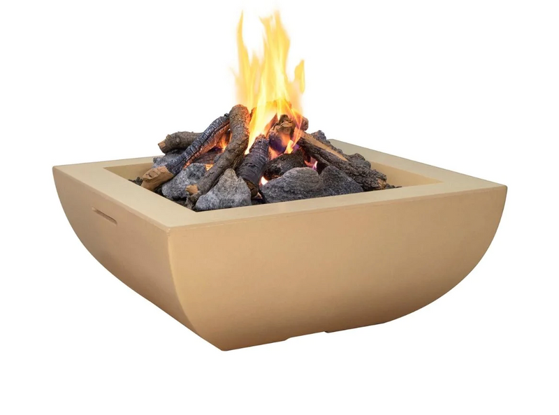 American Fyre Designs 36-Inch Bordeaux Square Concrete Gas Fire Bowl Durable Design Outdoor 430-WA-11-M6NC