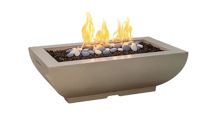 American Fyre Designs 50-Inch Bordeaux Rectangular Concrete Gas Fire Bowl Durable Design Outdoor 435-WA-11-M4NC