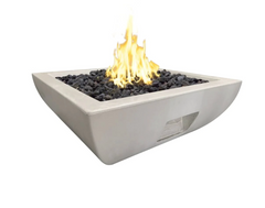 American Fyre Designs 30-Inch Bordeaux Petite Square Concrete Gas Fire Bowl Durable Design Outdoor 431-WA-11-M6NC