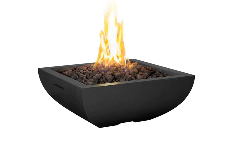 American Fyre Designs 30-Inch Bordeaux Petite Square Concrete Gas Fire Bowl Durable Design Outdoor 431-WA-11-M6NC