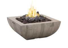 American Fyre Designs 36-Inch Bordeaux "Reclaimed Wood" Square Gas Fire Bowl Rustic Design Outdoor 430-FO-FO-M6NC