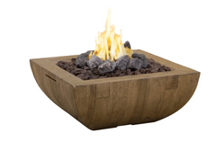 American Fyre Designs 36-Inch Bordeaux "Reclaimed Wood" Square Gas Fire Bowl Rustic Design Outdoor 430-FO-FO-M6NC