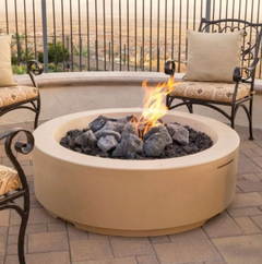 American Fyre Designs 48-Inch Louvre Round Gas Fire Pit Modern Design Outdoor 686-BA-11-M6PC