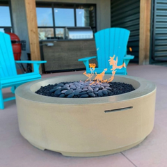 American Fyre Designs 48-Inch Louvre Round Gas Fire Pit Modern Design Outdoor 686-BA-11-M6PC