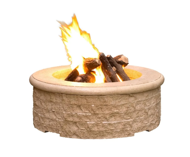 American Fyre Designs 39-Inch Chiseled Round Gas Fire Pit Modern Design Outdoor 680-WA-11-M6PC