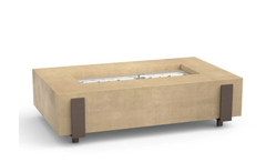 American Fyre Designs 60-Inch Iron Saddle Rectangular Gas Fire Pit Table Rustic Design Outdoor 580-11-M7PC Series