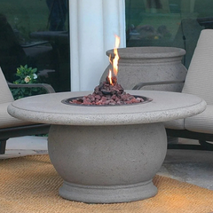 American Fyre Designs 48-Inch Amphora Round Concrete Gas Fire Pit Table Modern Design Outdoor 610-WA-11-M2PC
