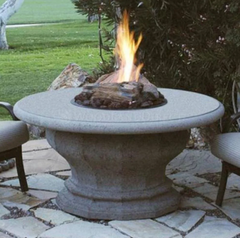 American Fyre Designs 48-Inch Inverted Round Concrete Gas Fire Pit Table Modern Design Outdoor 629-WA-11-M2PC