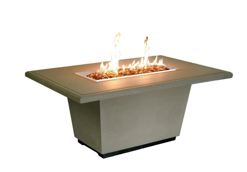 American Fyre Designs 54-Inch Cosmopolitan Concrete Rectangular Gas Fire Pit Table Modern Design Outdoor 635-WA-11
