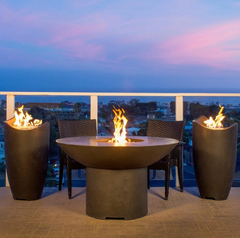 American Fyre Designs 48-Inch Lotus Round Concrete Gas Fire Pit Table Durable Design Outdoor 653-WA-11