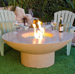 American Fyre Designs 48-Inch Lotus Round Concrete Gas Fire Pit Table Durable Design Outdoor 653-WA-11