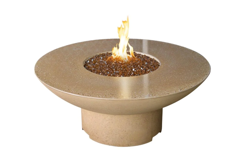 American Fyre Designs 48-Inch Lotus Round Concrete Gas Fire Pit Table Durable Design Outdoor 653-WA-11