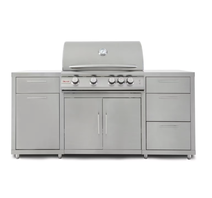 Blaze 6-Foot Stainless Steel Outdoor Kitchen Island with 32-Inch Gas Grill and LED Storage Drawers – Premium LTE Series