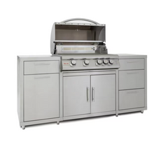 Blaze 6-Foot Stainless Steel Outdoor Kitchen Island with 32-Inch Gas Grill and LED Storage Drawers – Premium LTE Series