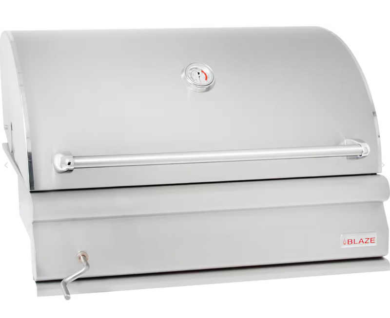 Blaze 32-Inch Built-In Charcoal Grill with Adjustable Tray and Hook-and-Hang Grate System – BLZ-4-CHAR