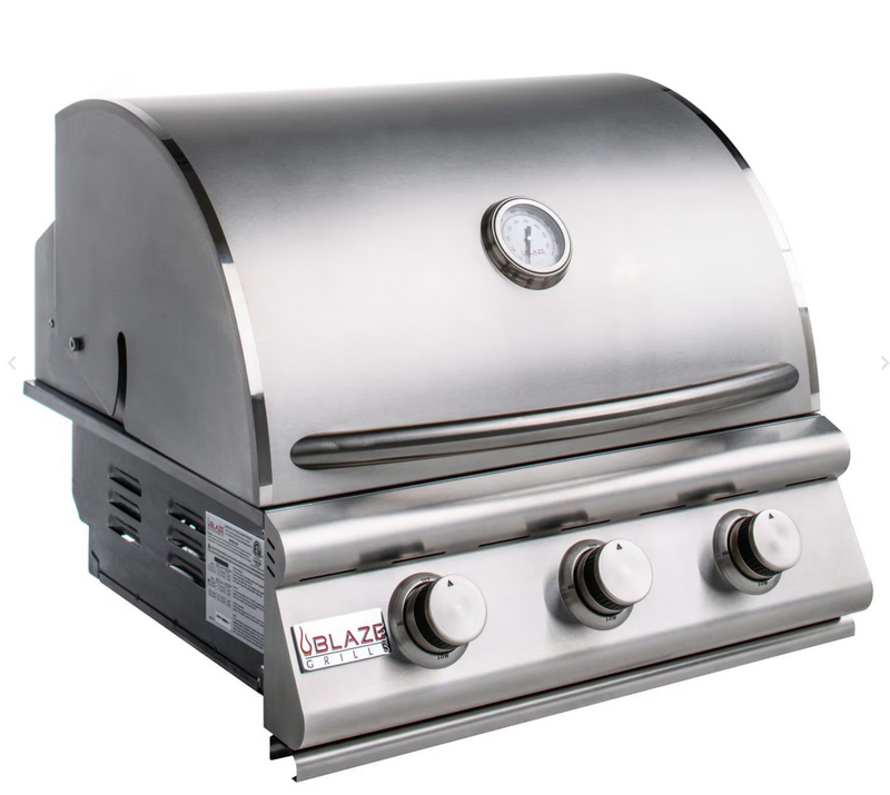 Blaze LBM 25-Inch 3-Burner Built-In Gas Grill with Heat Zone Separators and Flame Stabilizers – BLZ-3LBM
