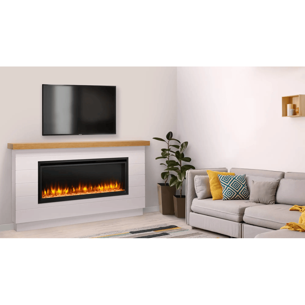 SimpliFire 60 Inch Allusion Platinum Linear Recessed/Wall-Mounted Electric Fireplace SF-ALLP60-BK