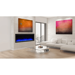 SimpliFire 72 Inch Allusion Platinum Linear Recessed/Wall-Mounted Electric Fireplace SF-ALLP72-BK