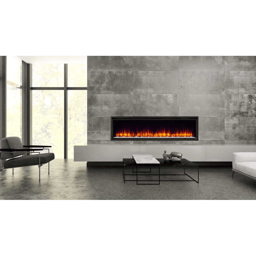 SimpliFire 72 Inch Allusion Platinum Linear Recessed/Wall-Mounted Electric Fireplace SF-ALLP72-BK