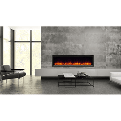SimpliFire 72 Inch Allusion Platinum Linear Recessed/Wall-Mounted Electric Fireplace SF-ALLP72-BK