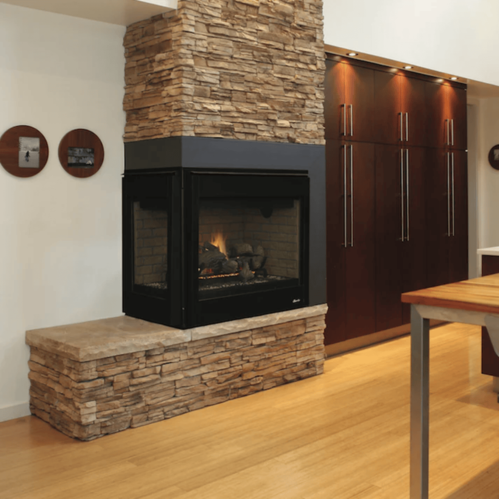 Superior DRT4000 Series 40 Inch Left Corner Direct Vent Two-Sided Natural Gas Fireplace in Electronic Ignition DRT40CLDEN