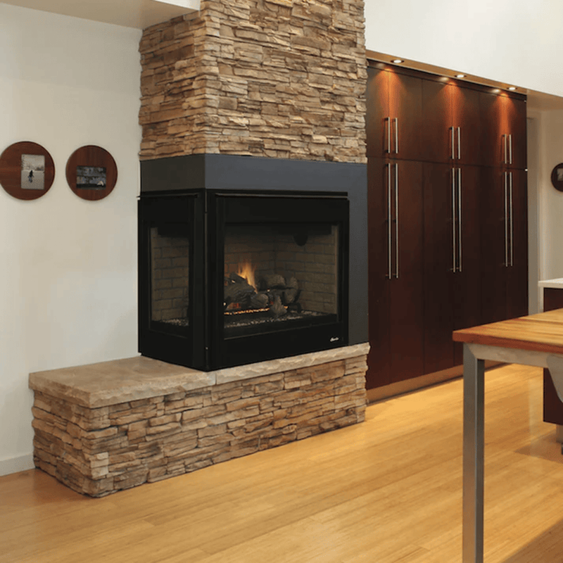 Superior DRT4000 Series 40 Inch Left Corner Direct Vent Two-Sided Natural Gas Fireplace in Electronic Ignition DRT40CLDEN