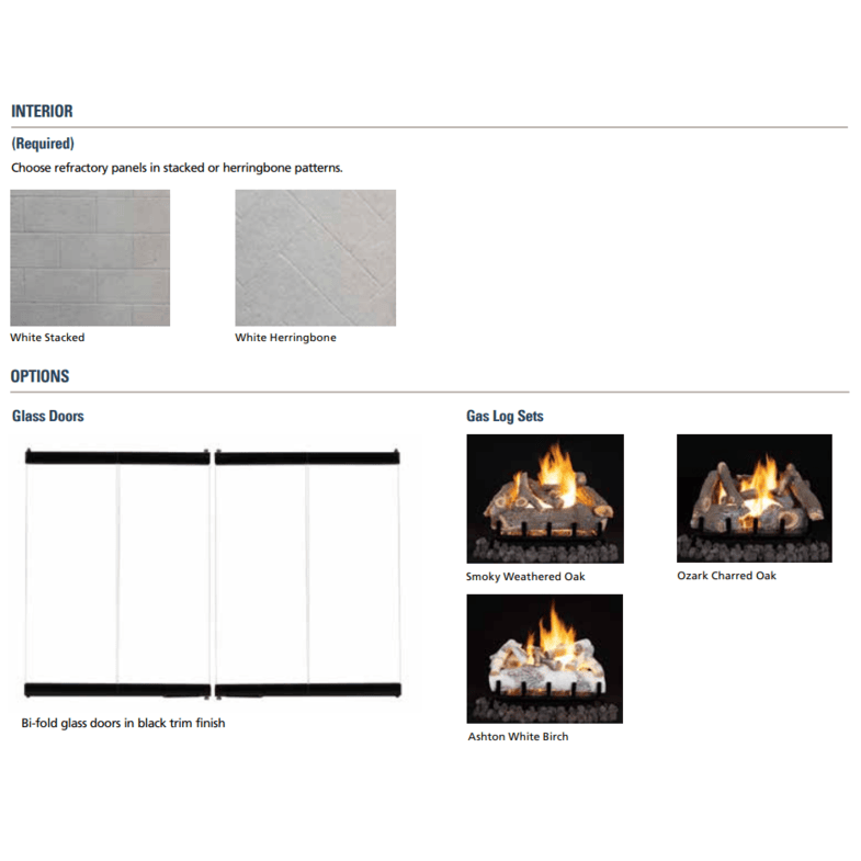 Superior WRT45000 Series Traditional White Herringbone Refractory Panels Wood Burning Fireplace WRT4536WH