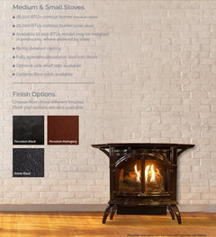 Empire 28" Spirit Cast Iron Vent-Free Gas Stove with Contour Burner and Log Set VFD30CC30BP