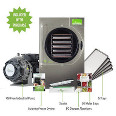 Harvest Right Home Freeze Dryer with 5 Tray & Mylar Starter Kit in Stainless Steel, Medium, with Oil Free Pump (N-HRFDMSS-PP, SP-GW11060)
