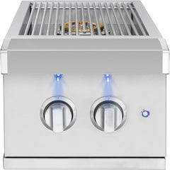 American Made Grills Atlas Double Side Burner – Built-In Dual Burner with LED Illumination ATSSB2-NG