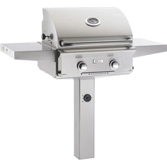 AOG American Outdoor Grill 24-Inch L-Series Gas Grill on In-Ground Post with Rotisserie & Back Burner 24NGL