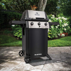 Broil King Gem 3-Burner Grill on 2-Wheel Cart, 24-Inches, Propane BK814154