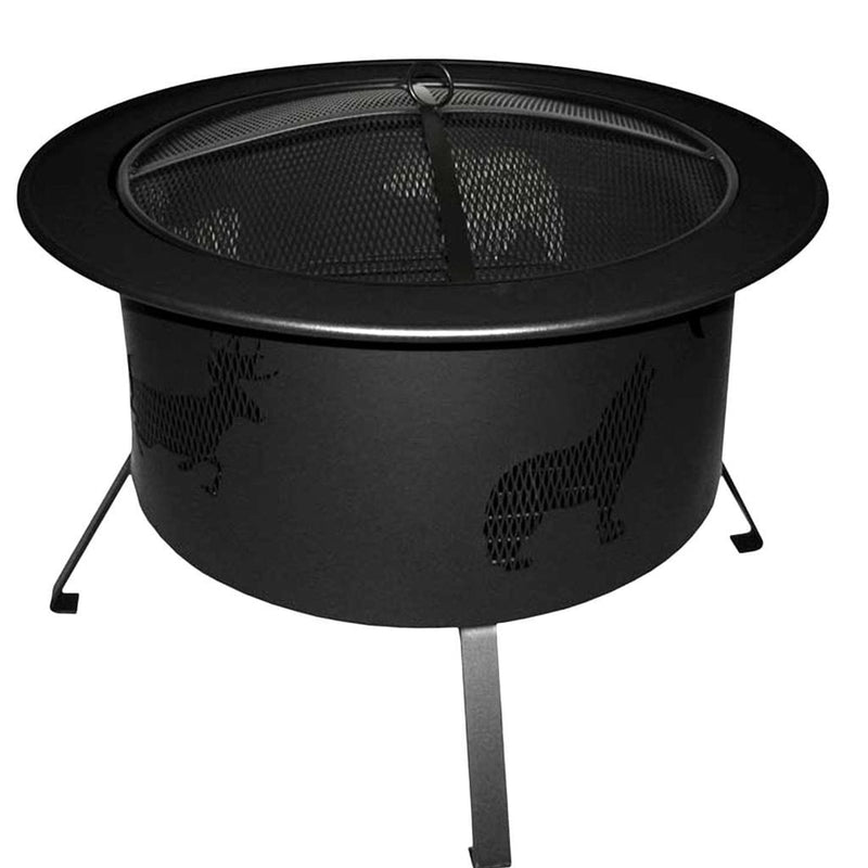 Buck Stove 30-inch Round Wood Burning Fire Pit with Wildlife Pattern MA RWLFP30-BK