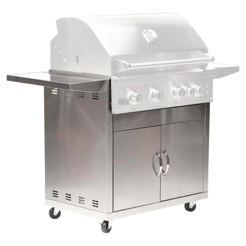 32-Inch Stainless Steel Cart with 2 Doors and Side Shelves (BSACT32)