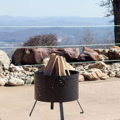 Buck Stove 18-inch Round Wood Burning Fire Pit with Diamond Pattern MA RDFP18-BK