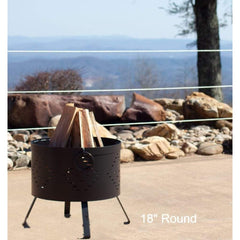 Buck Stove 18-inch Round Wood Burning Fire Pit with Diamond Pattern MA RDFP18-BK