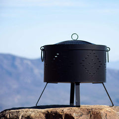 Buck Stove 18-inch Round Wood Burning Fire Pit with Diamond Pattern MA RDFP18-BK