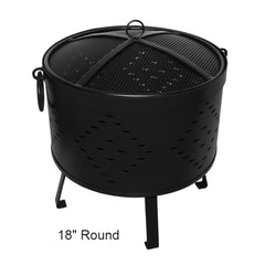 Buck Stove 18-inch Round Wood Burning Fire Pit with Diamond Pattern MA RDFP18-BK