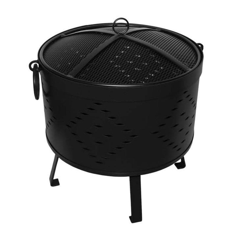 Buck Stove 18-inch Round Wood Burning Fire Pit with Diamond Pattern MA RDFP18-BK