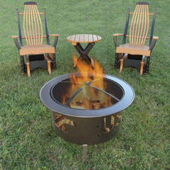 Buck Stove 30-inch Round Wood Burning Fire Pit with Wildlife Pattern MA RWLFP30-BK