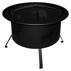 Buck Stove 30-inch Round Wood Burning Fire Pit with Wildlife Pattern MA RWLFP30-BK