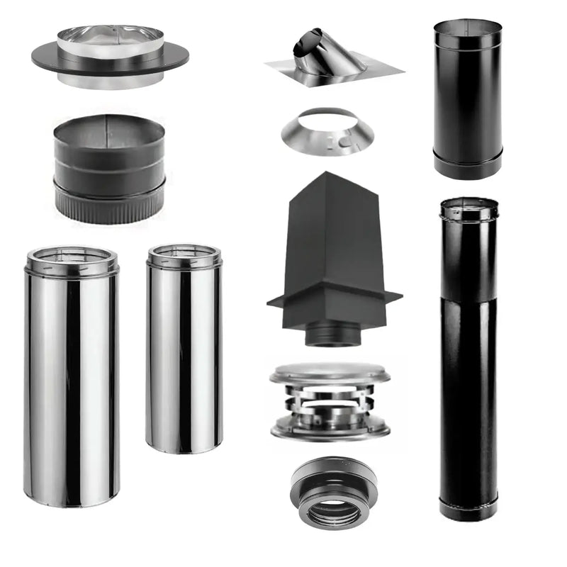Duravent 6-Inch Cathedral Ceiling Wood Stove Chimney Kit with Single Wall Black Pipe